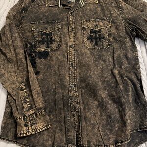 Affliction Brown Distressed Shirt Jacket